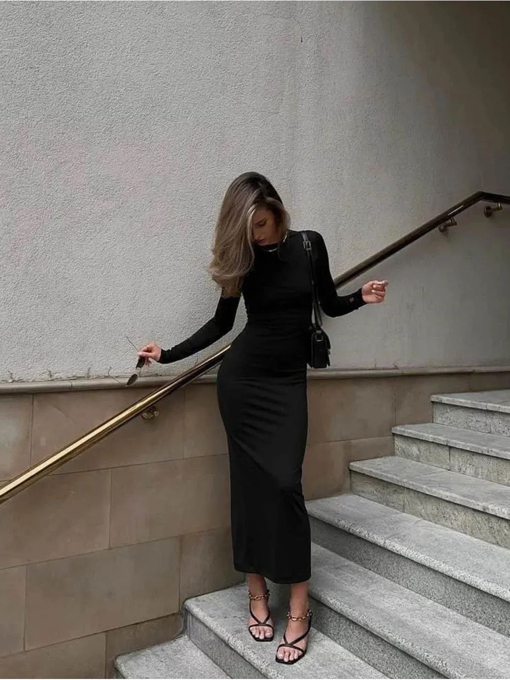Zara ribbed knit midi dress, size L
